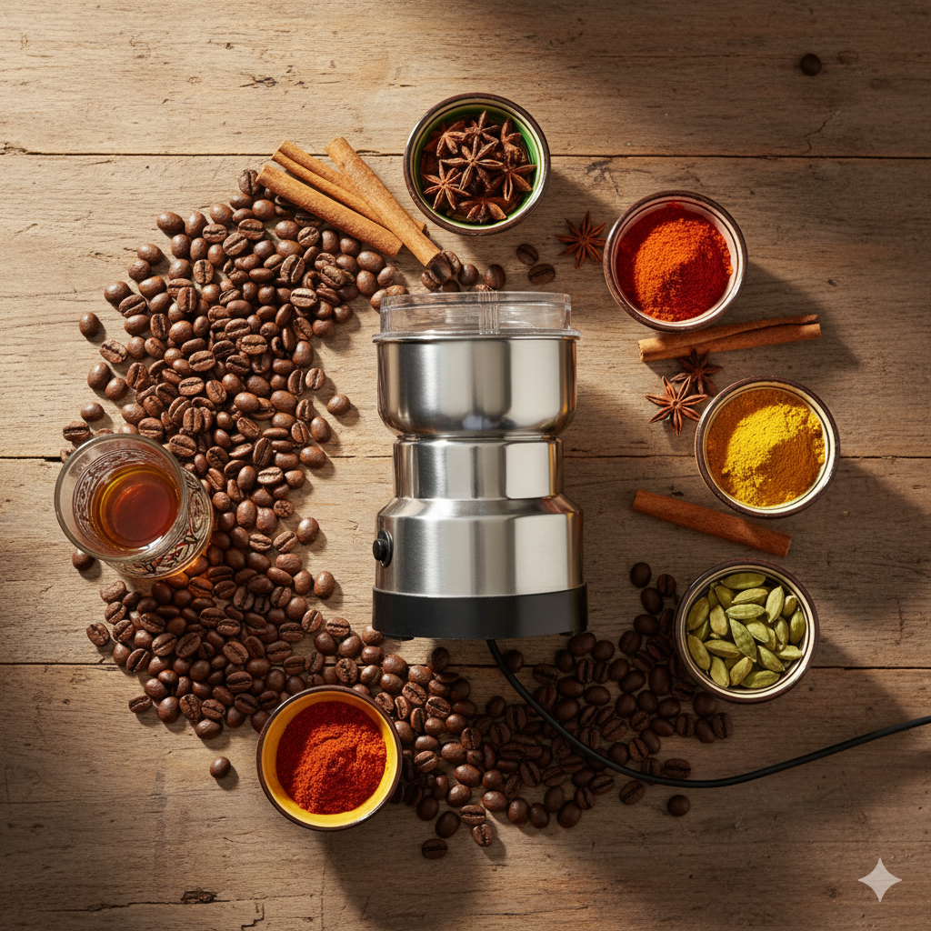 🇩🇪  طاحونة كهربائية ألمانية للقهوة والتوابل الفاخرة – جودة عالية + ضمان